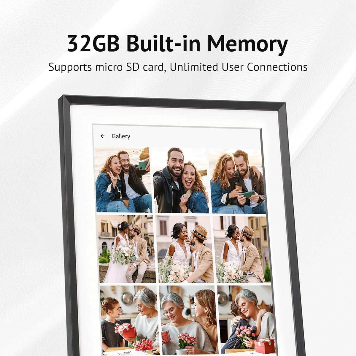 15.6'' Digital Picture Frame with 1920x1080 IPS Touch Screen, Smart Digital Photo Frame with 32GB Storage, Easy Setup to Share Photos/Videos via Free App