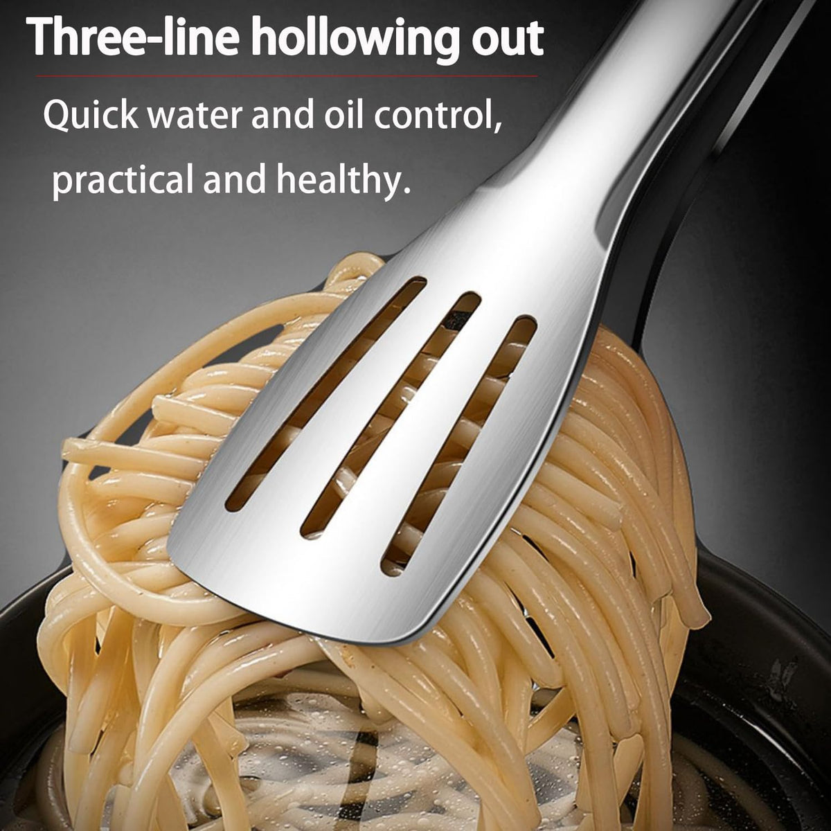 Stainless Steel Kitchen Tong Set - Anti-Slip Heat-Resistant Grip, Widened 3-Line Slotted Heads for Easy Clamping (Steaks, BBQ, Pasta, Salads), Easy Clean 3-Piece Set (6/9/11 Inches) for Versatile Use