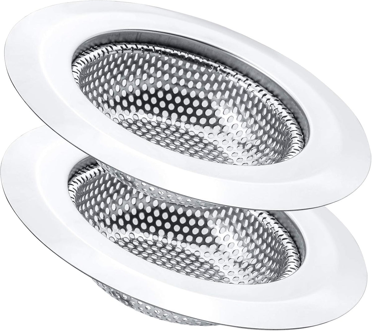 2 Pcs Kitchen Sink Strainer, Stainless Steel Drain Cover, Large Wide Rim 4.5" Diameter, Anti Clogging Basket Catcher, Dishwasher Safe