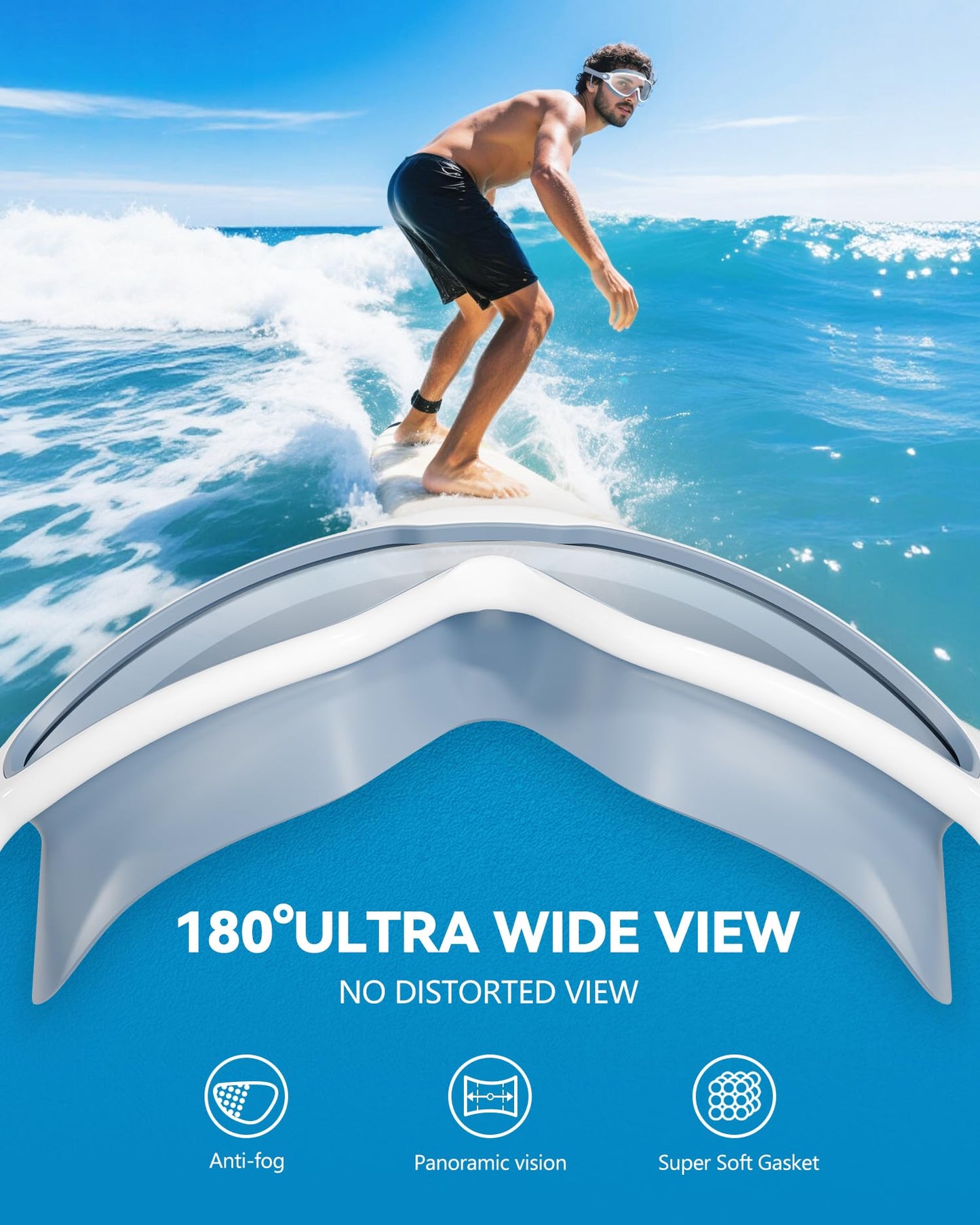 Aegend New Adult Wide View Swim Goggles, Anti-Fog/UV No Leak Swimming Goggles with Ear Plugs for Men & Women