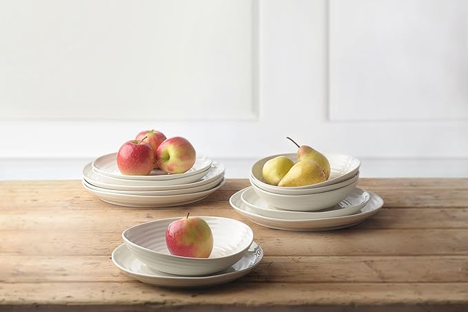 Portmeirion Sophie Conran White Coupe Side Plate Set of 4-6.5 Inch Porcelain Dining Plates with Non-Stick Glaze, Durable Tableware & Everyday Dinnerware, Dishwasher, Microwave, Freezer & Oven Safe