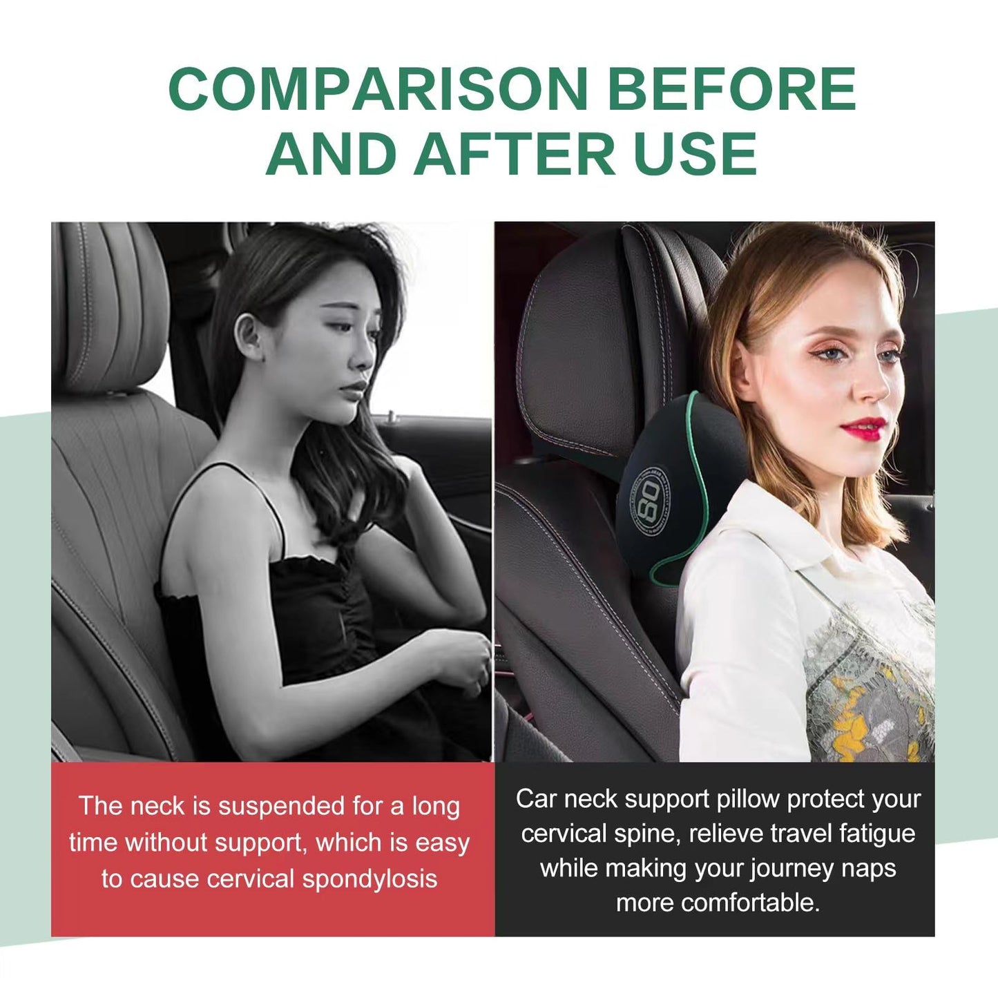 Really Soft Car Headrest Pillow, Neck Pillow for Car with Adjustable Strap
