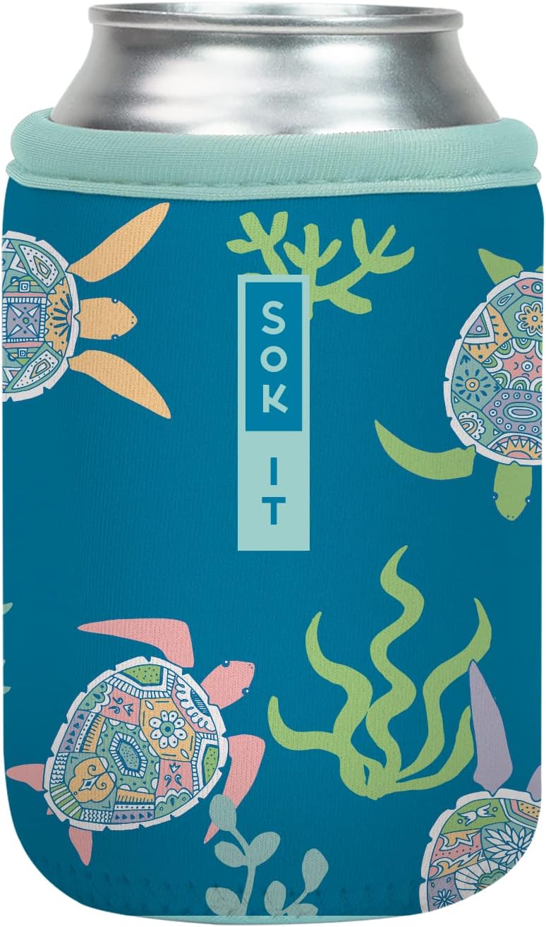 Sok It CanSok Sleeve for Beer & Soda Insulated Neoprene Cover (Turtle-y Awesome, 12oz Can Sleeve)