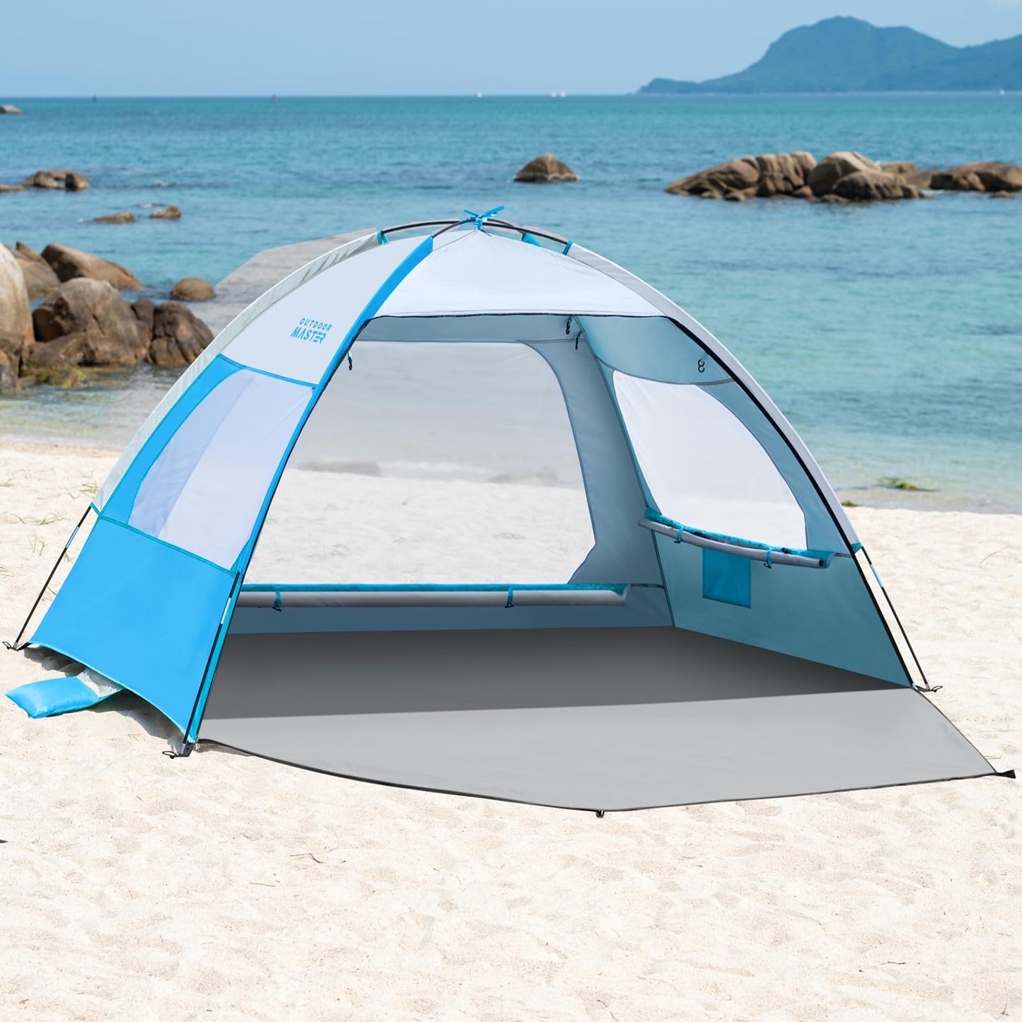 OutdoorMaster Beach Tent for 3/4/6/8 Person, Portable Sun Shade Shelter