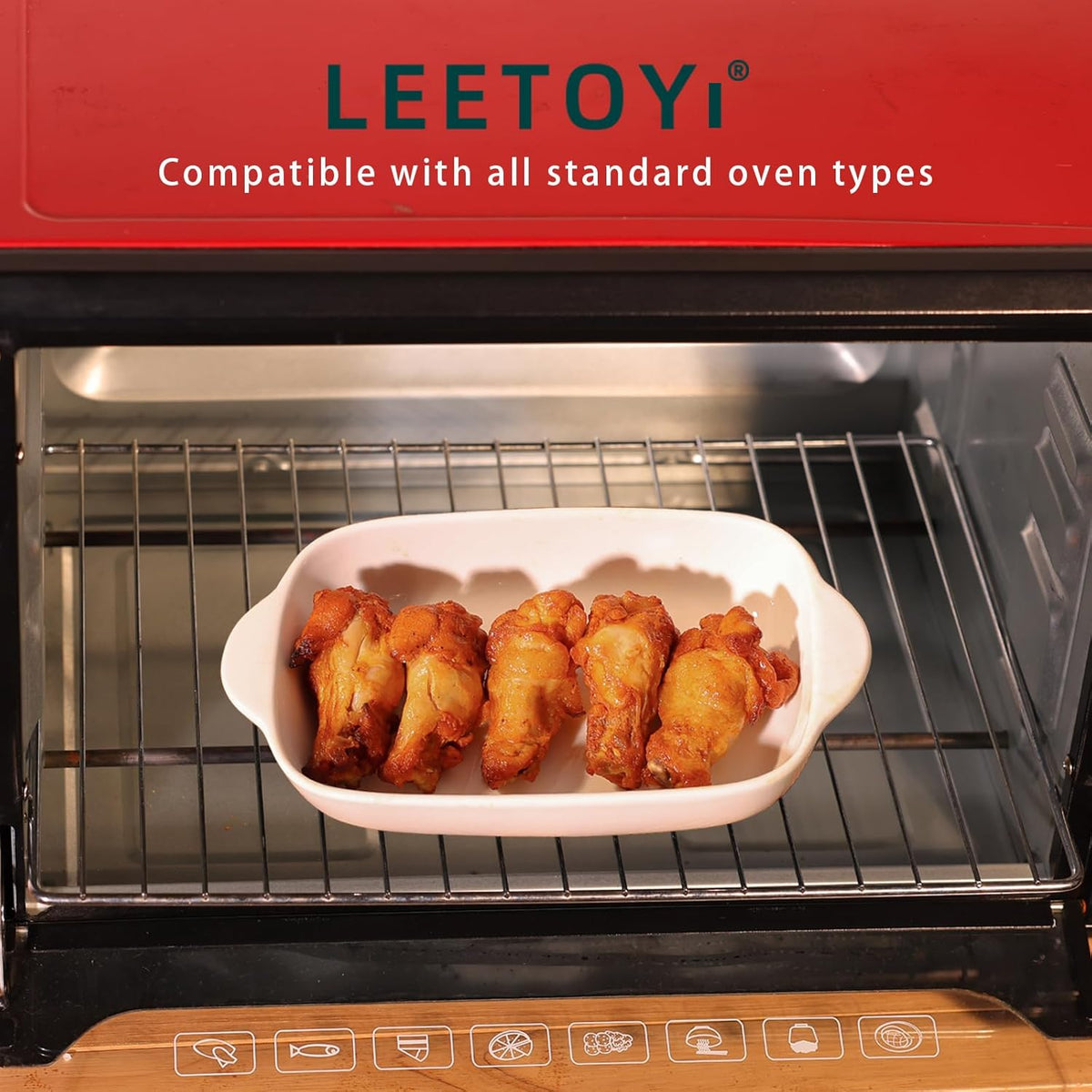 LEETOYI Ceramic Small Baking Dish, Porcelain 2-Piece Rectangular Bakeware with Double Handle, Baking Pans for Cooking and Cake Dinner 7.5"×5 (White)
