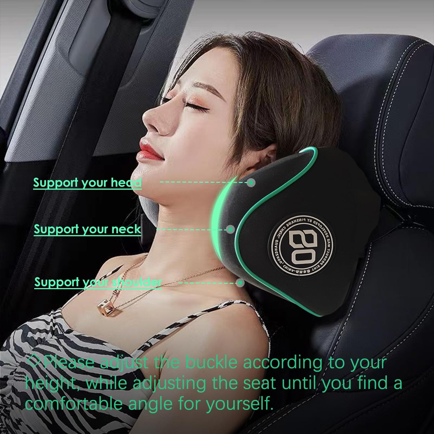 Really Soft Car Headrest Pillow, Neck Pillow for Car with Adjustable Strap