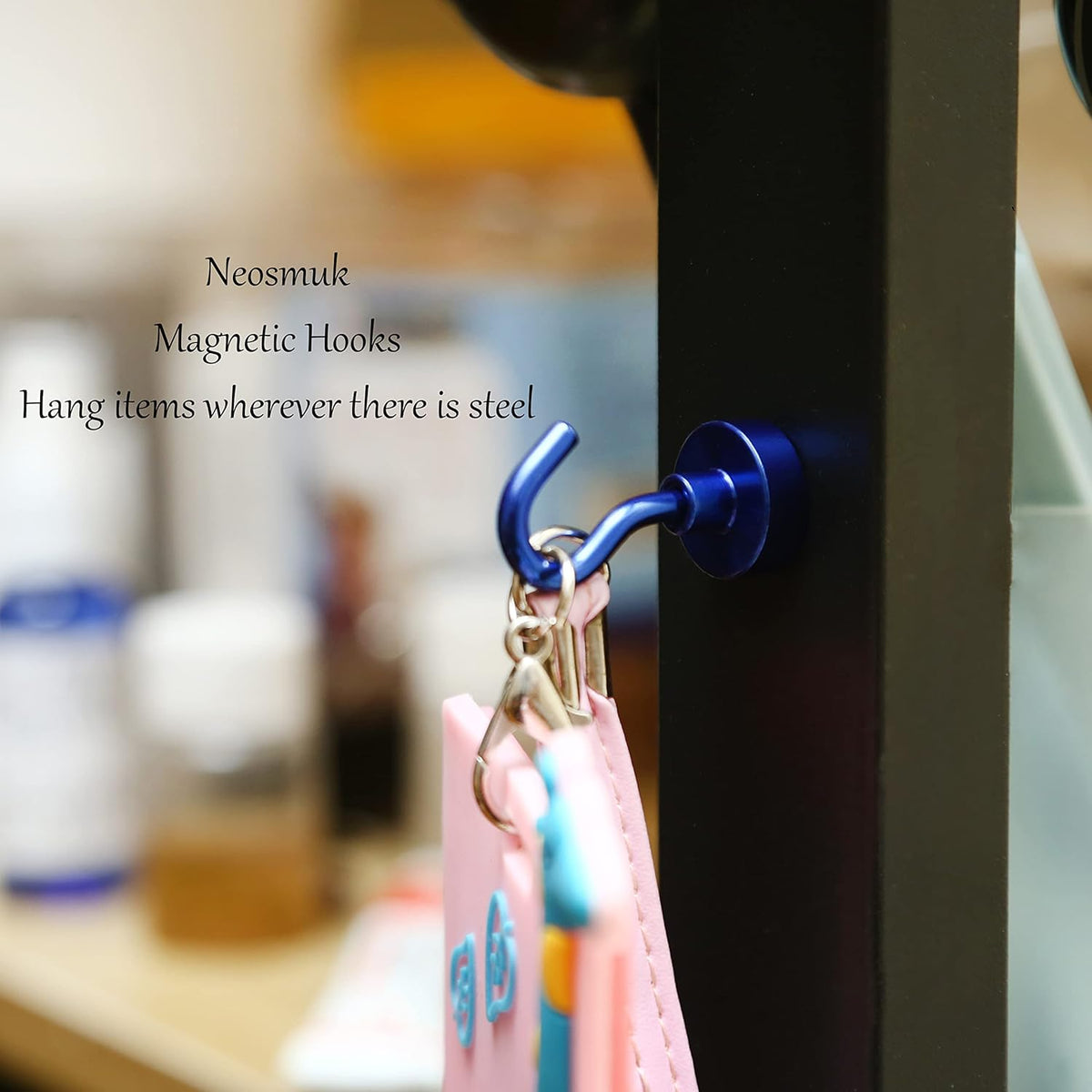 Neosmuk Magnetic Hooks, Cruise Ship Essentials, 30lb+ Heavy Duty Magnetic Hooks for Cruise Cabins, Refrigerator, Grill, Hanging, and Travel | Extra Strong Must-Haves Magnet Hook(Navyblue,Pack of 12)