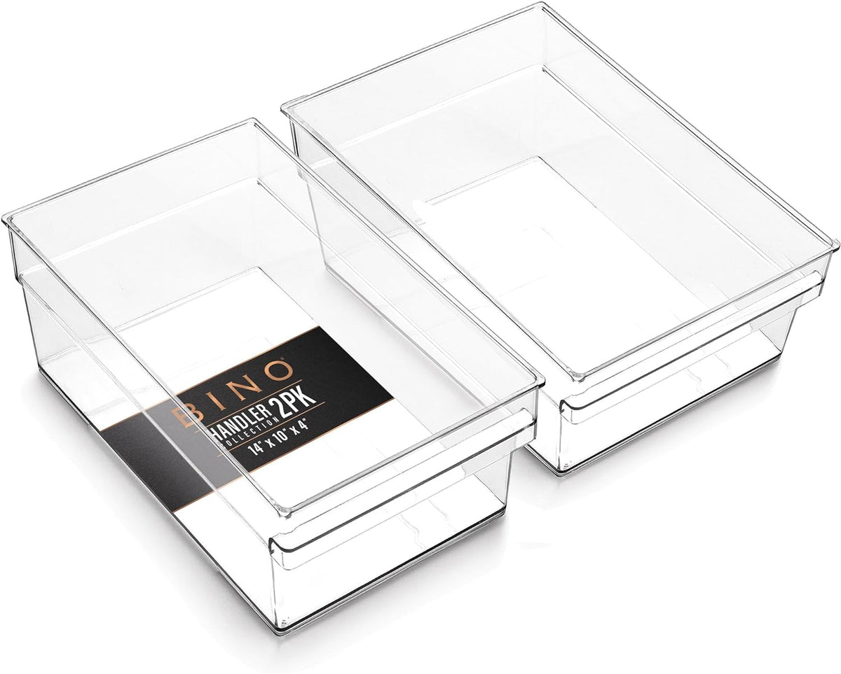 BINO | Plastic Storage Bins, X-Large | THE HANDLER COLLECTION | Multipurpose Organizer Bins | Kitchen Pantry Organizers and Storage | Clear Containers for Organizing Home | Freezer Organizer