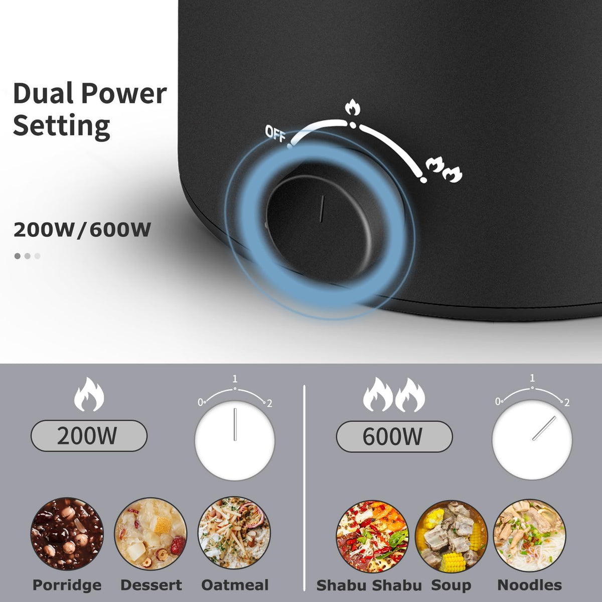 Topwit Hot Pot Electric, Electric Pot, 1.6L Ramen Cooker, Multifunctional Cooker for Pasta, Shabu-Shabu, Oatmeal, Soup and Egg with Over-Heating Protection, Boil Dry Protection, Black