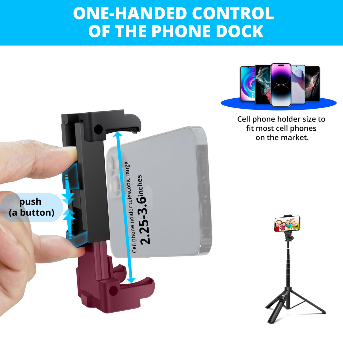 BZE 62 inches Extendable Selfie Stick Tripod with Wireless Remote & Phone Holder, Portable Aluminum Alloy 3 in 1 Stand for Group Photos, Vlogging & Travel Compatible with All Smartphones