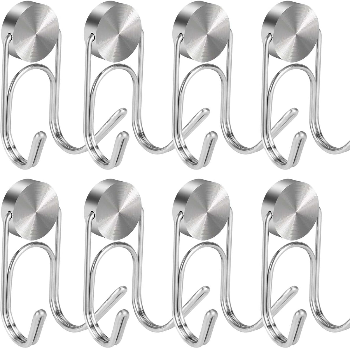 Magnetic Hooks Heavy Duty 304 Stainless Steel Hooks,Magnets Hanging Hooks for Refrigerator Grill Toolbox Cabins Outdoor,Cruise Essentials Camper Accessories,8pack(Silver 1.1in-2-40 8p)