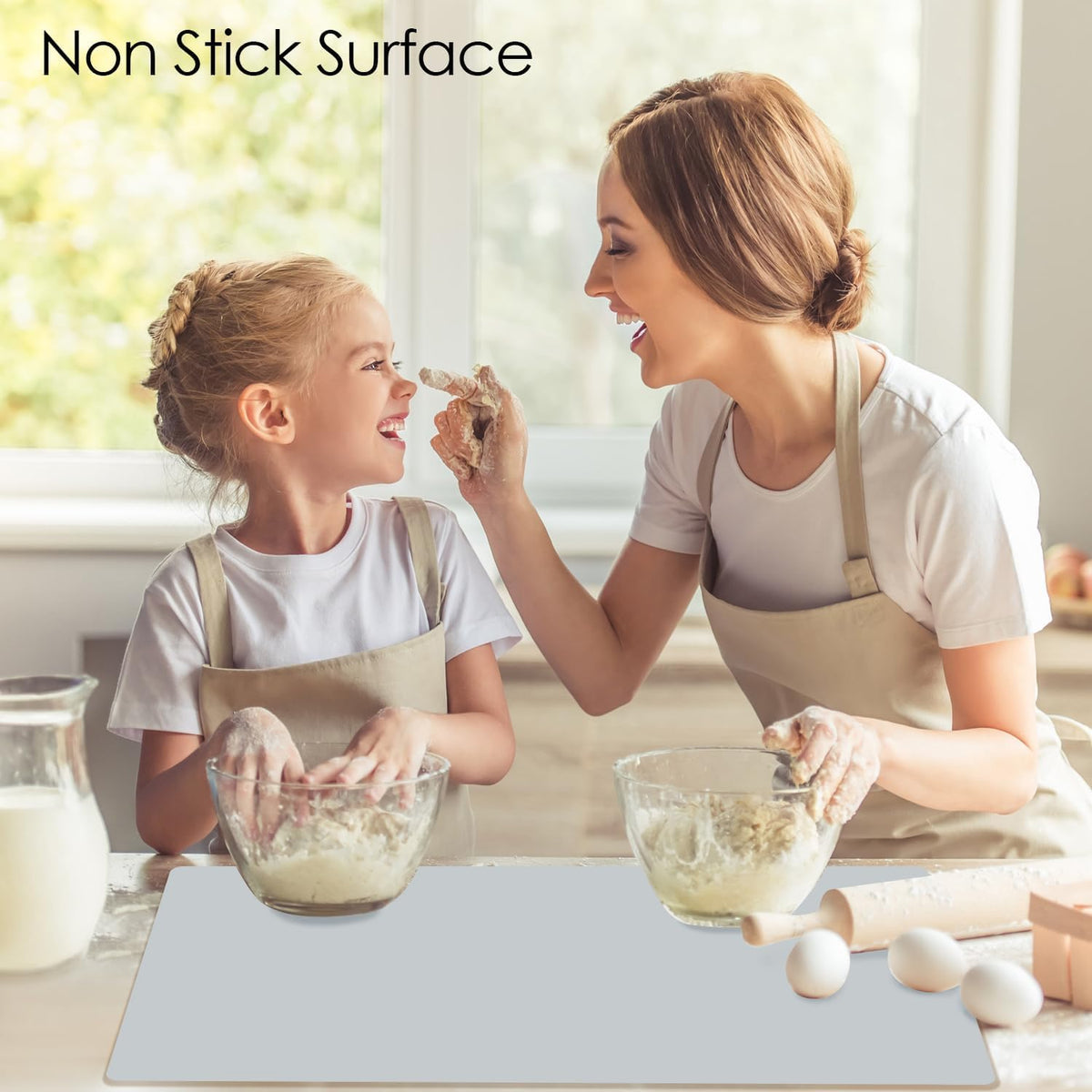 Extra Large Flexible Silicone Table Mats for Kids - Non-Slip, Waterproof, Heat Insulation Countertop Protector - Pastry Mat, 27.6''x19.7'' Gray, 1Pcs