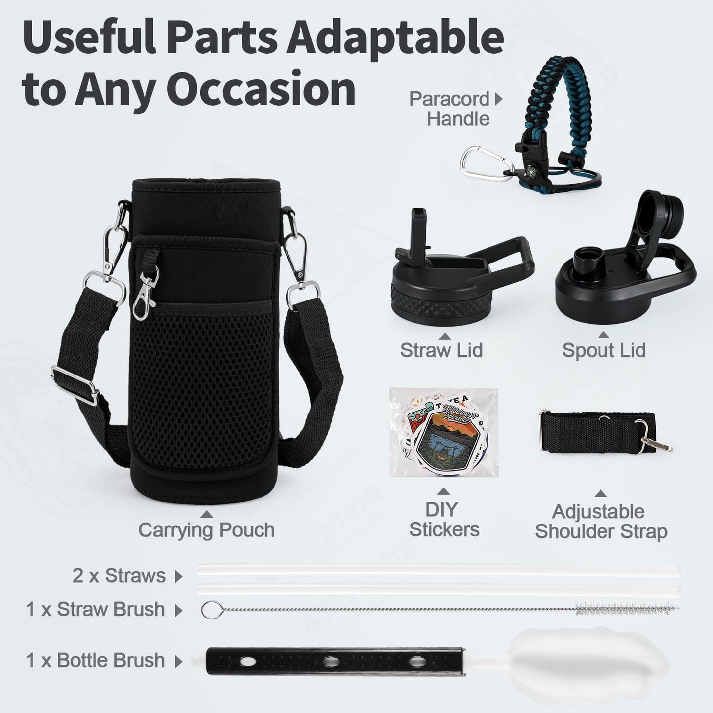 WixByti 32 oz Insulated Water Bottle with Straw, Stainless Steel Water Jug