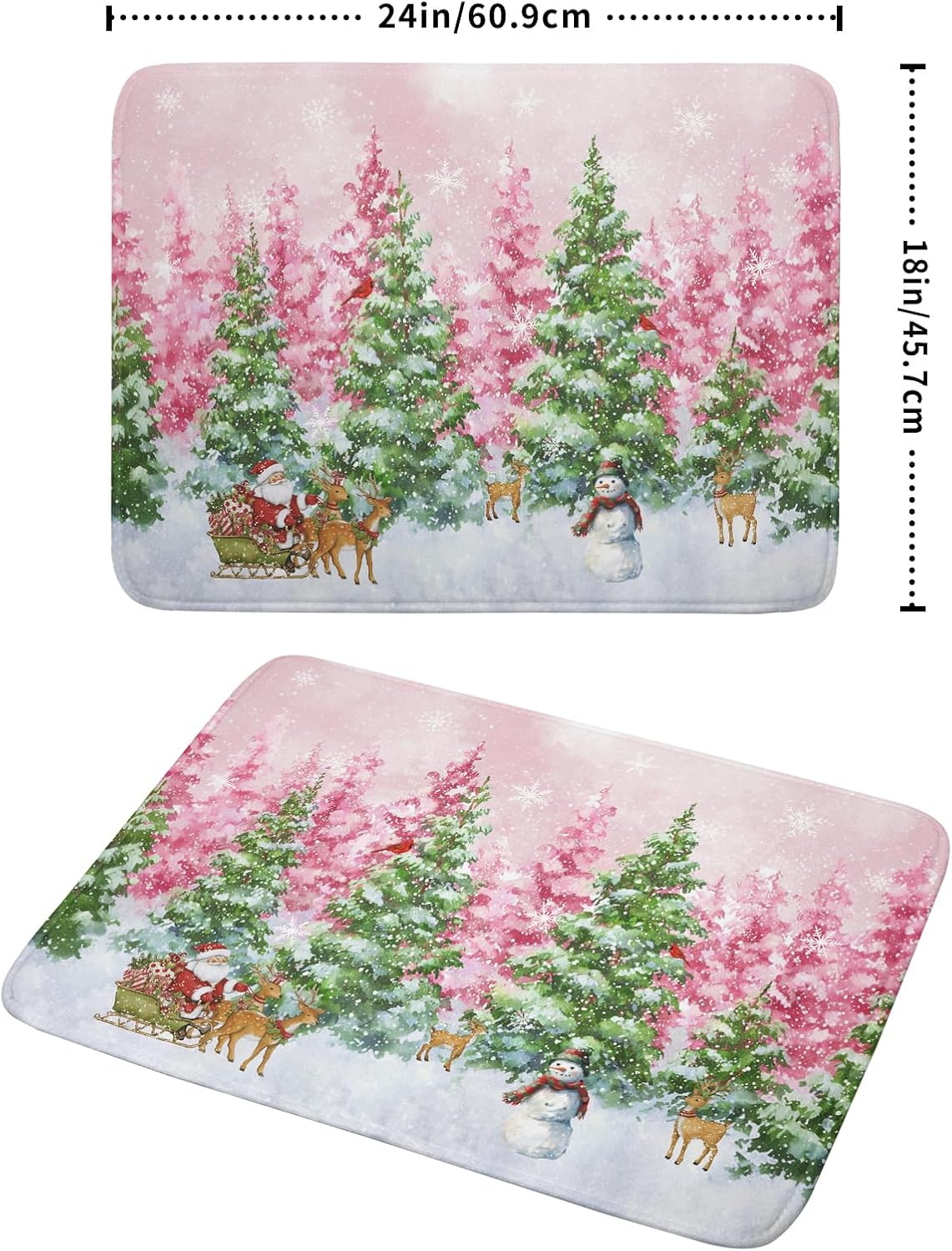 Winter Dish Drying Mats for Kitchen Counter Watercolor Forest Decoration Coffee Mat for Holiday Decor