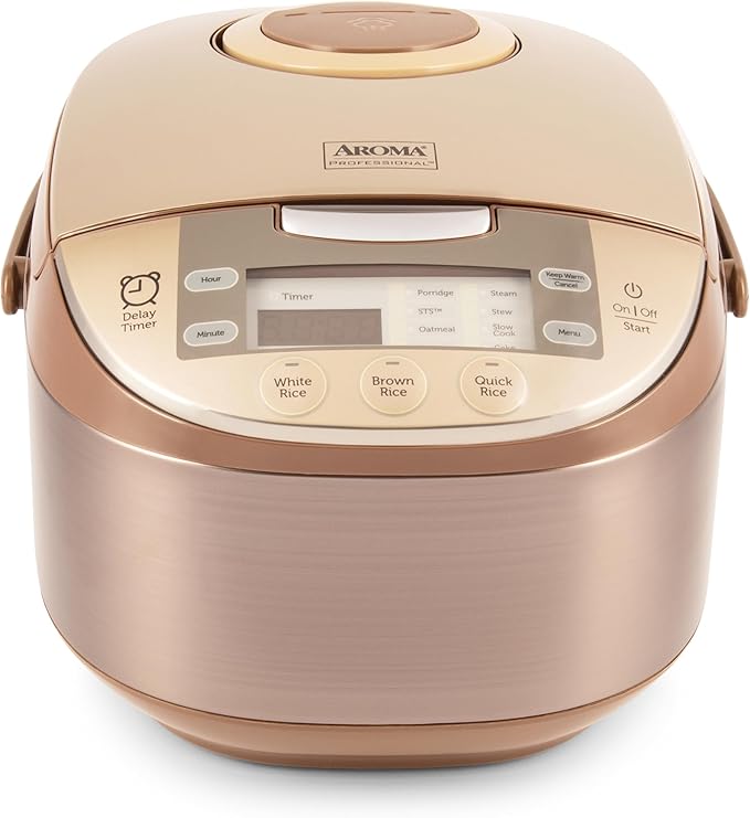 Aroma Housewares ARC-6106 Aroma Professional 6 Cups Uncooked Rice, Slow Cooker, Food Steamer, MultiCooker, Champagne