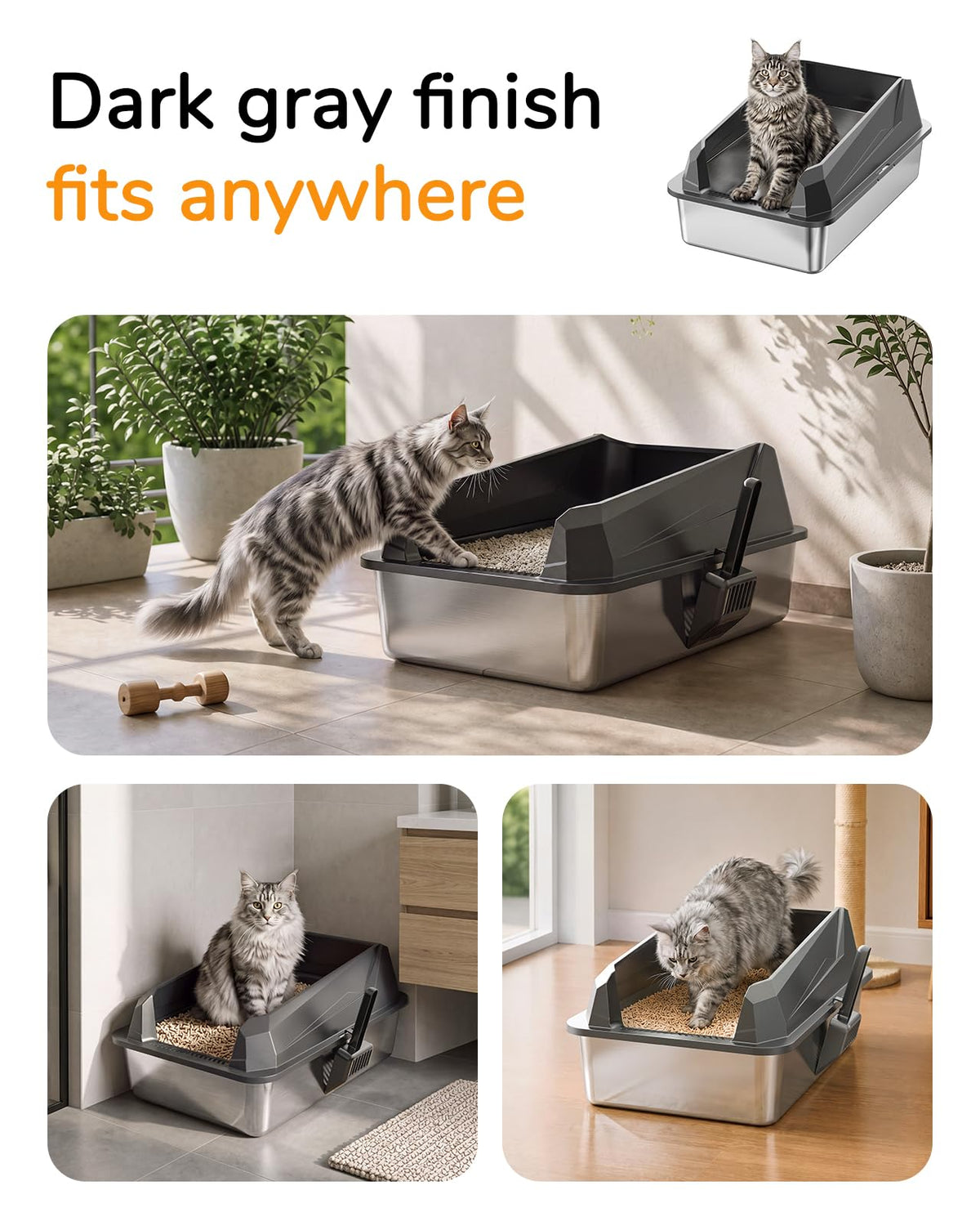 JINXUANTANG XL Cat Litter Box: High-Sided Anti-Urine Leakage for Big Cats