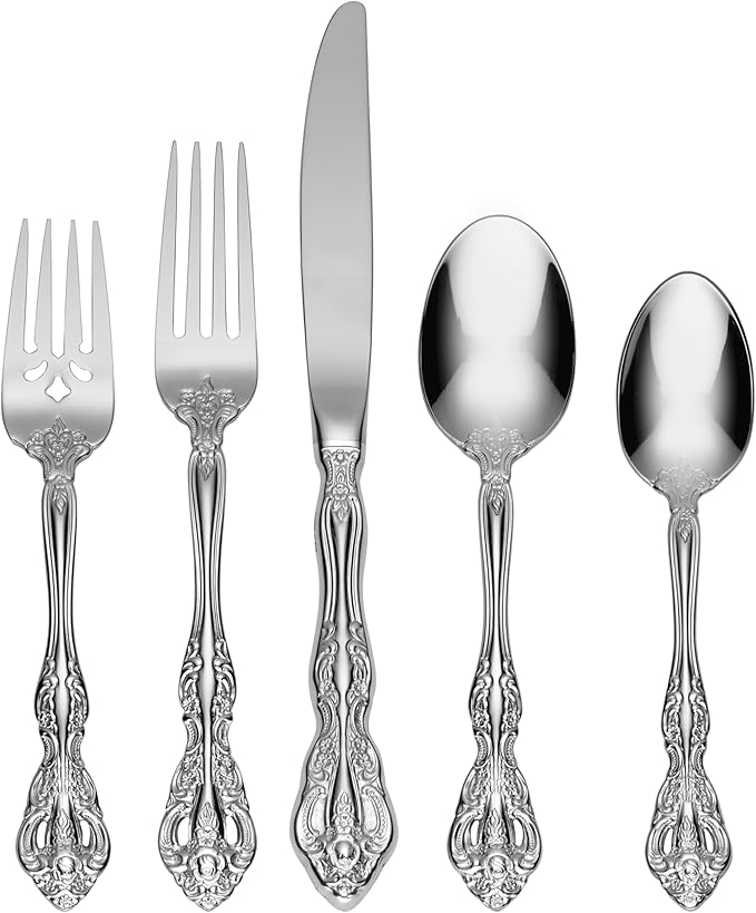 Oneida 2765045AL20 Michelangelo 45 Piece Fine Flatware Set, Service For 8