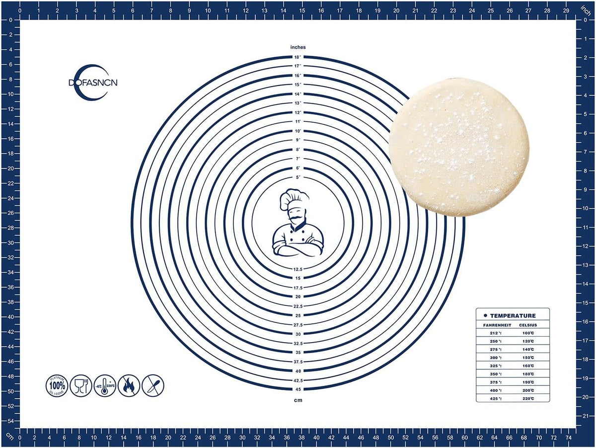 32x24" Silicone Pastry Mat for Rolling Dough Non Slip Non Stick Silicone Mats for Kitchen Counter Blue