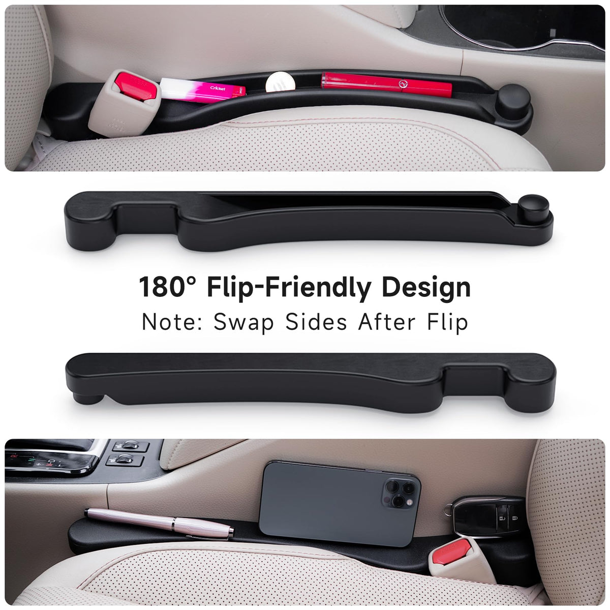 Givifive Car Seat Gap Filler Organizer 2Pack Soft Foam 3IN1 Multifunctional
