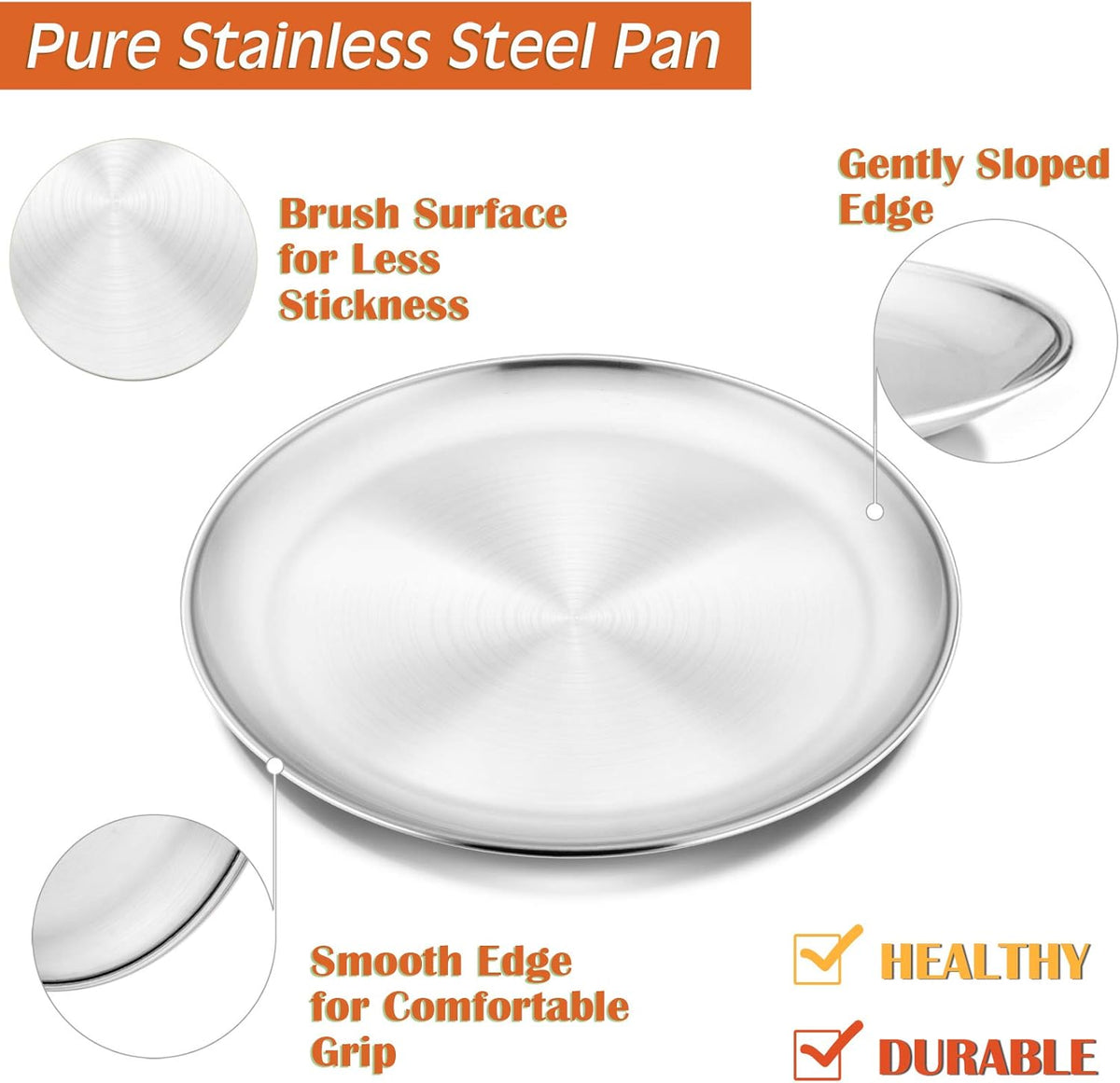 P&P CHEF Pizza Pan Bakeware for Home Kitchen, Stainless Steel Pizza Tray for Baking Pizza, Healthy & Reusable & Easy Clean, Oven & Freezer Safe, 12 Inch & Silver