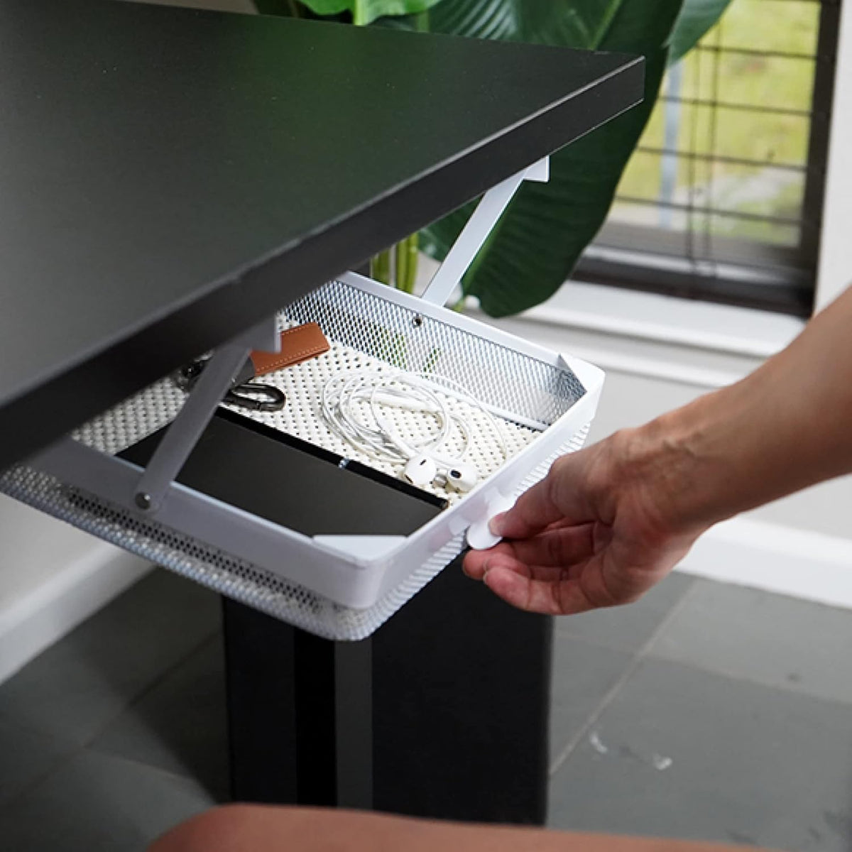Anything Keeper - Organizer for Home, Kitchen, Bathroom, RV, Small Spaces - Storage Organizers - Compact Metal Basket - Under Cabinet Holder - Easy Install - Holds Strong - 11 x 10 x 2in - White