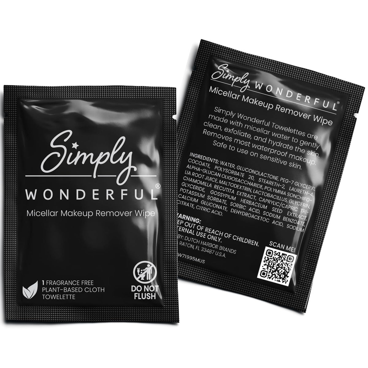 Simply Wonderful Makeup Wipes Remover - Micellar Water Makeup Remover Wipes Individually Wrapped - Facial Cleansing to Remove Makeup, Mascara, Lipstick, Oil and Dirt, 100 Bulk Makeup Wipes