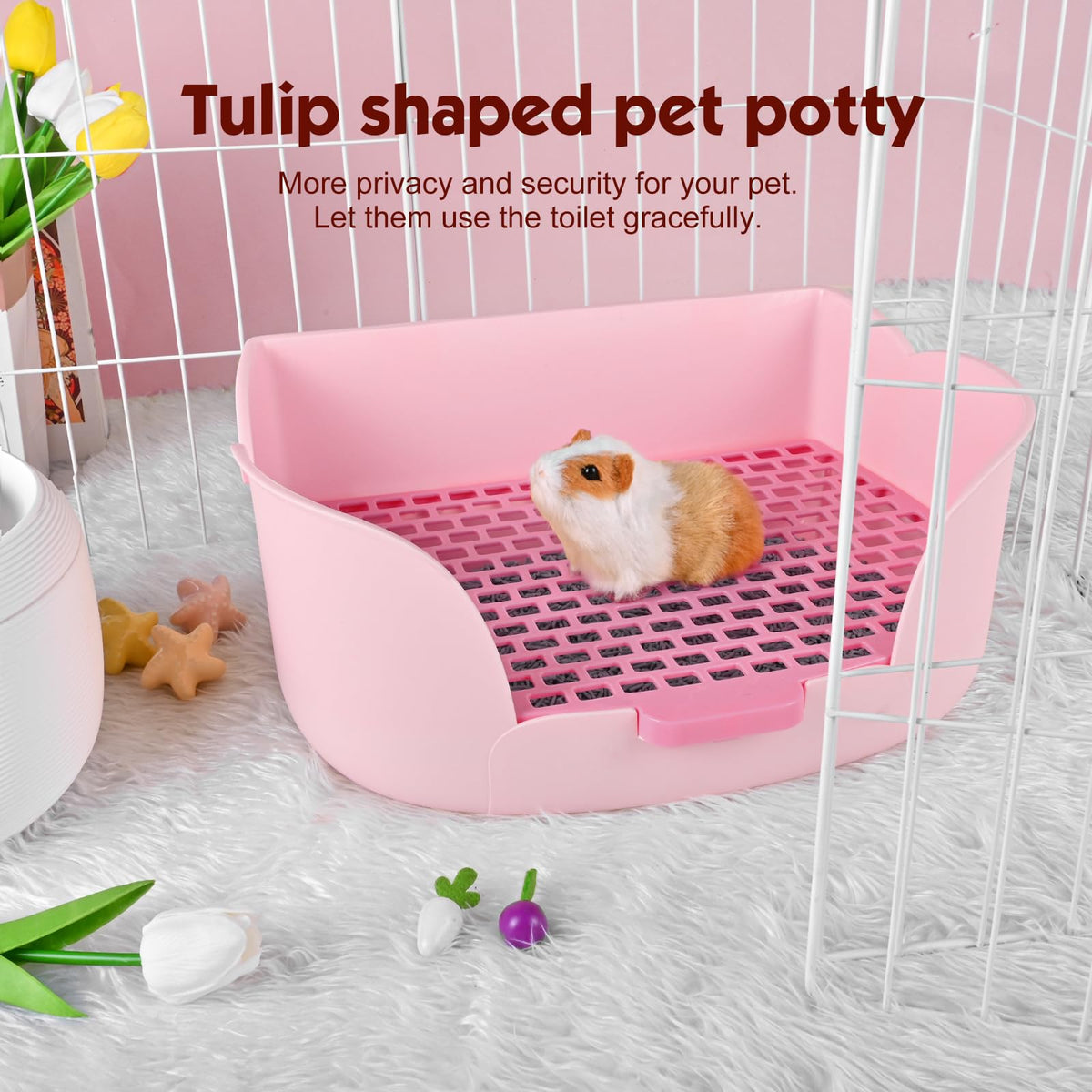 RUBYHOME Large Bunny Litter Box (15.5" x 11.1" x 6.2") Small Animal Litter Pet Toilet Potty Trainer Corner Litter Bedding Box Pet Pan for Rabbit Guinea Pig Easy to Clean (Purple)