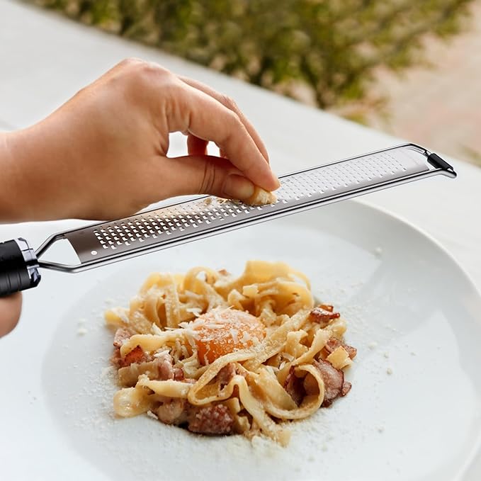 Lemon Zester and Cheese Grater with Secure-Grip Handle - Stainless Steel, 15x1.4 inches