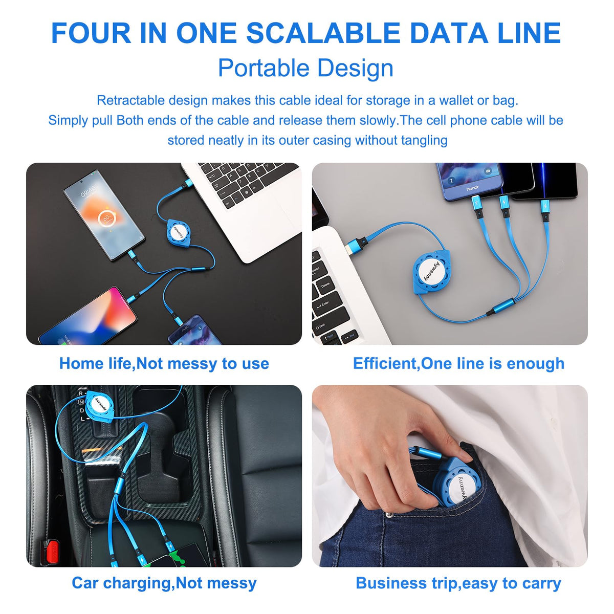 USB C Splitter Multi Charging Cable,3 in 1 Fast Charging Cord,3.3Ft 3 Pack