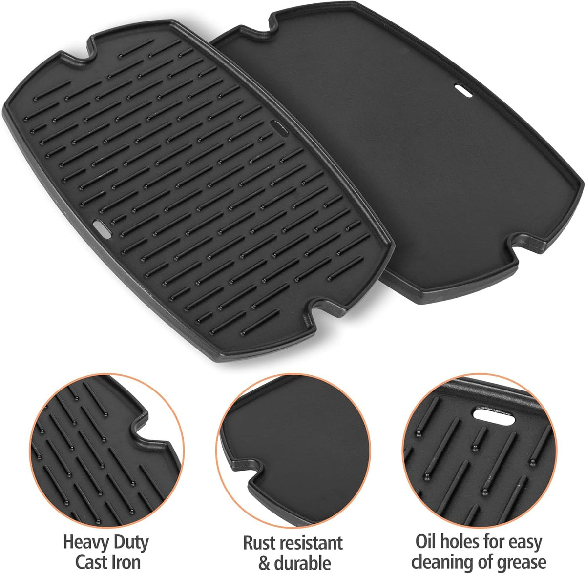 AJinTeby 7583 Cast Iron Griddle for Weber Q2000 Series, for Weber Q200 Q220 Q240 Q2000 Q2200 Q2400 Q2800 Gas Grills Accessories, Replaces for Webber 7645, for Webber Q2200 Grill Parts