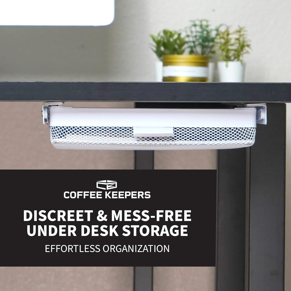Anything Keeper - Organizer for Home, Kitchen, Bathroom, RV, Small Spaces - Storage Organizers - Compact Metal Basket - Under Cabinet Holder - Easy Install - Holds Strong - 11 x 10 x 2in - White