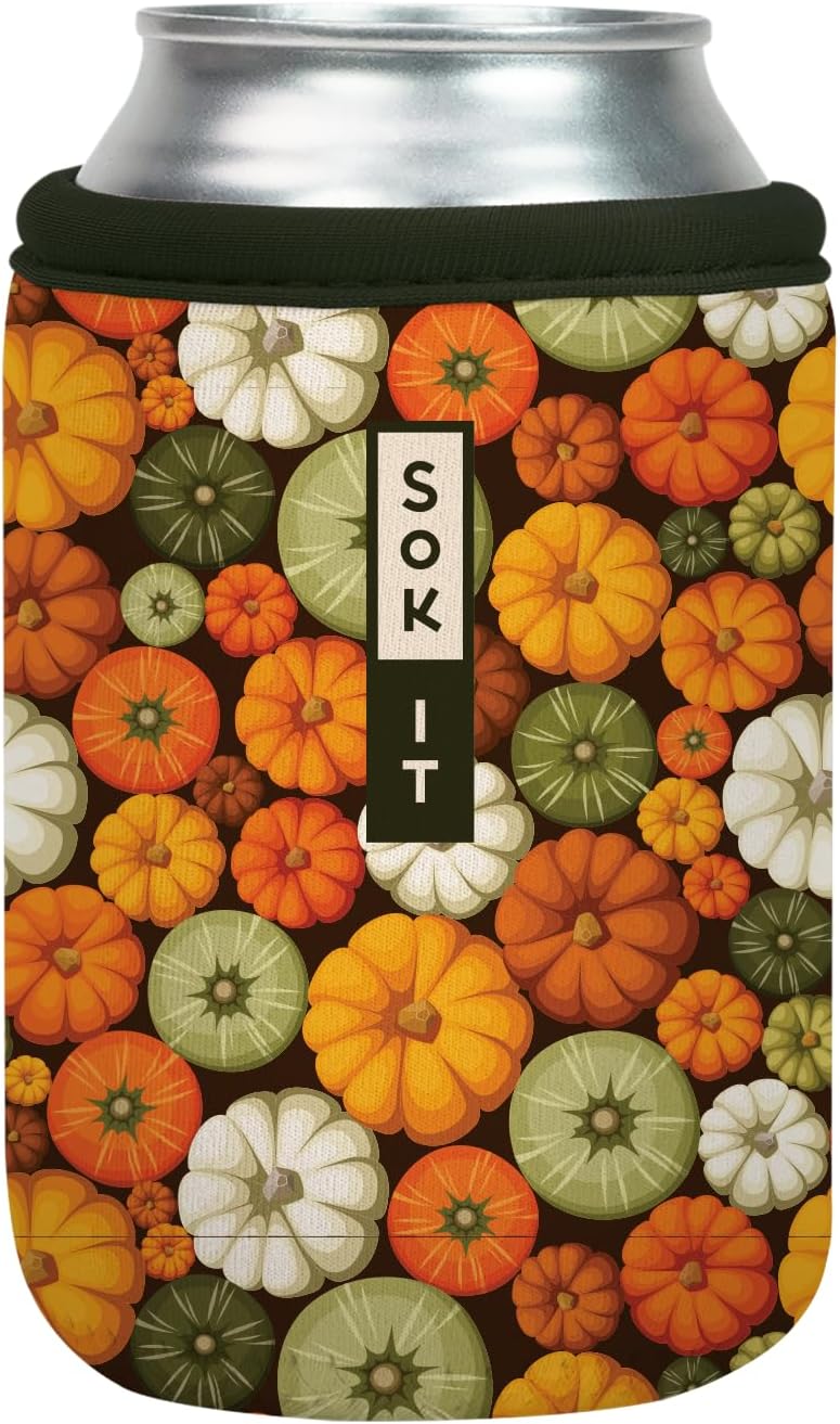 Sok It CanSok Sleeve for Beer & Soda Insulated Neoprene Cover (Pumpkin Spice, 12oz Can Sleeve)