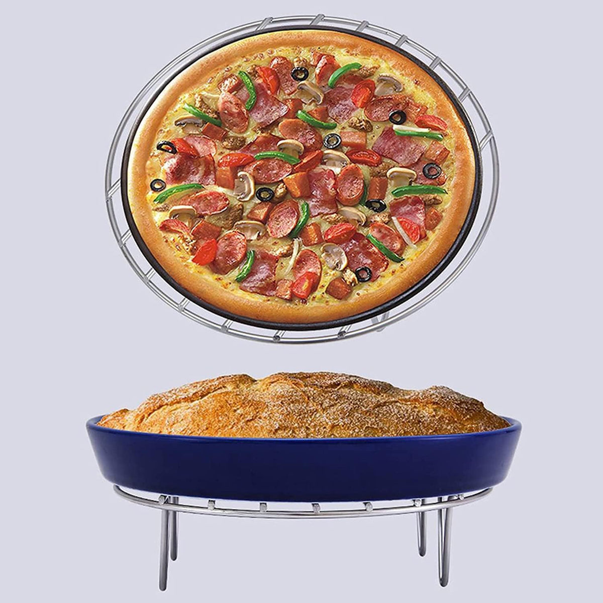 5.9" Round Cooking Rack Versatile Stainless Steel Grid Grill Steamer Rack, Fits Air Fryer Pot Pressure Cooker Canning