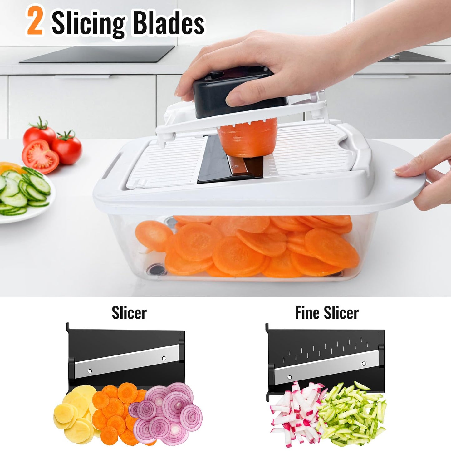 Ukeetap 8-Blade Cook Tool & Gadget Sets, Chopper Slicer Grater Set, White
