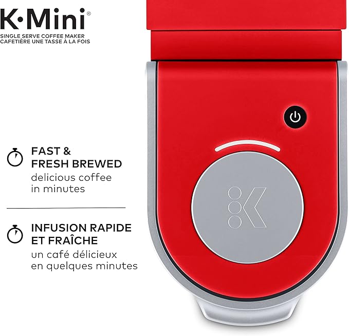 Keurig K-Mini Single Serve K-Cup Pod Coffee Maker, Featuring An Ultra-sleek Design, Poppy Red, 13.19in x 5.55in x 14.37in