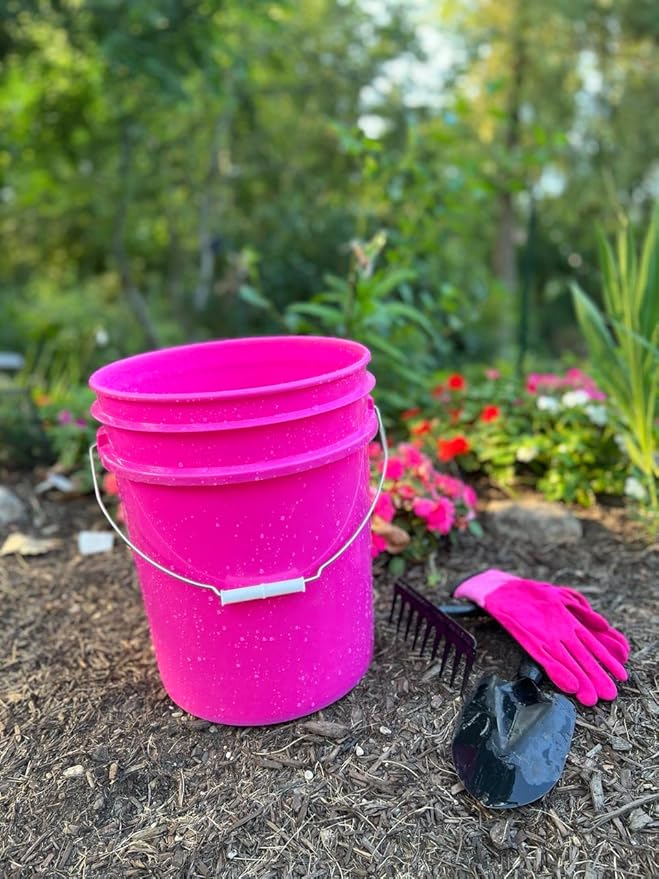 House Naturals 5 Gallon Premium HPDE Plastic Bucket - Made in USA Food Grade Storage Container, BPA Free All Purpose Pail (4, Magenta)