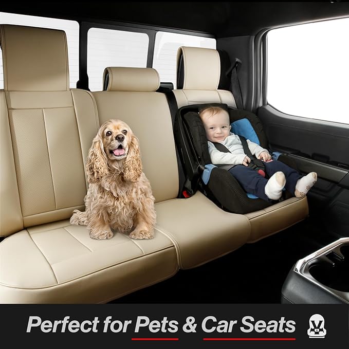 Coverland Custom Fit Car Seat Covers for SUV Compatible with [CX‑5, Forester, RAV4 Prime, Venza, RX 450h, RX 500h] Premium Waterproof Non-Slip Interior Seat Protector [Full set Beige - Size Chart X78]