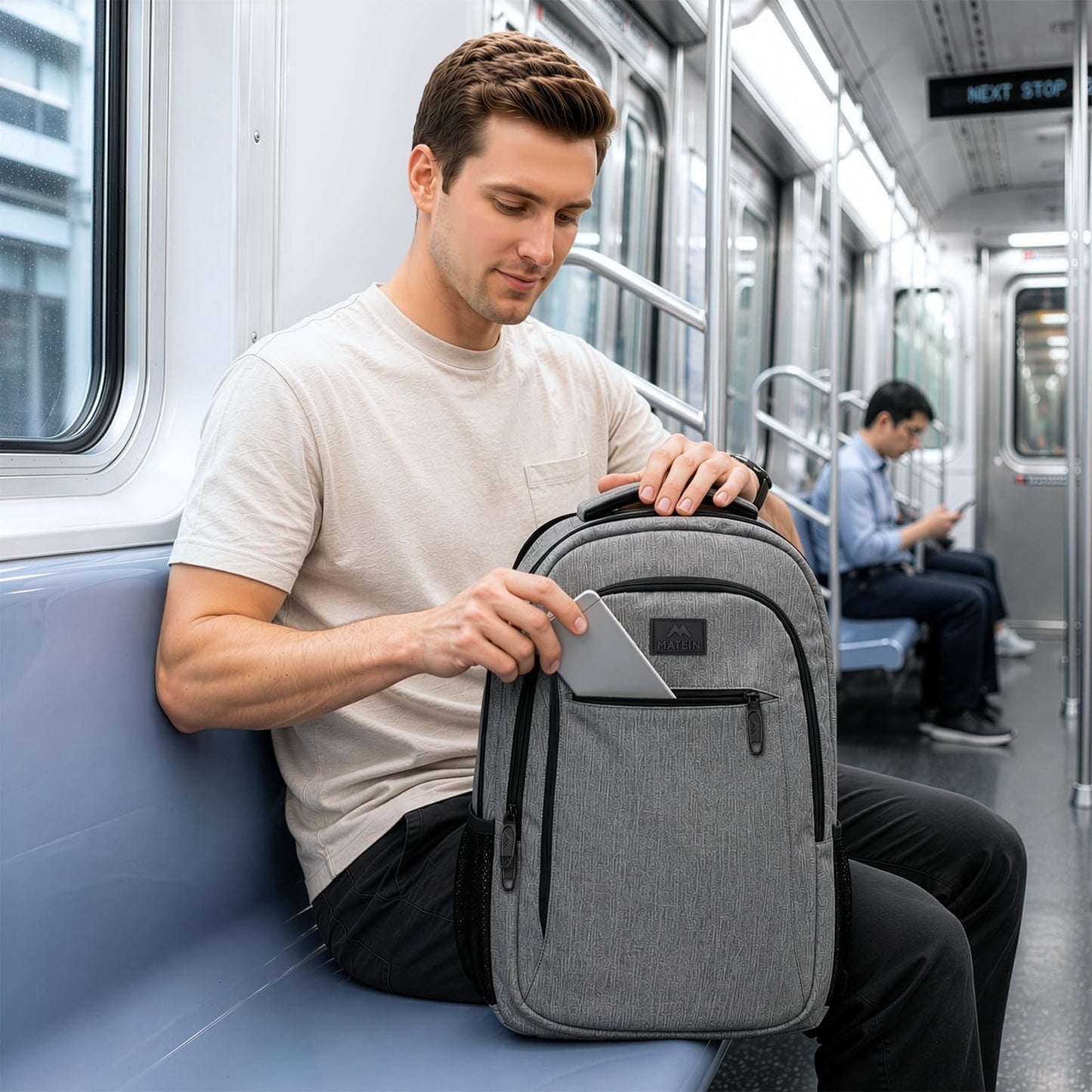 MATEIN Travel Laptop Backpack, 15.6 Inch College School Computer Bag, Grey