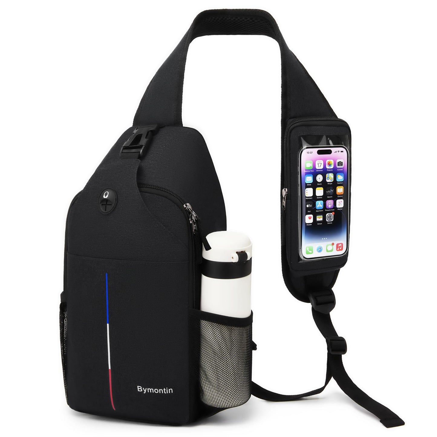 Bymontin Crossbody Sling Backpack with Touch Screen Phone Pocket, Chest Bag for Commuting and Daily Use
