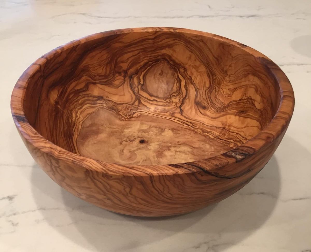 11" Artisan Olive Wood Serving Bowl/Centerpiece Unique decorative Wooden Bowl for Fruit, Salad, Snacks, Chips. In Small 6", Med 7", Lg 8", XL 11", XXL 12". (Extra Large 11 inch)