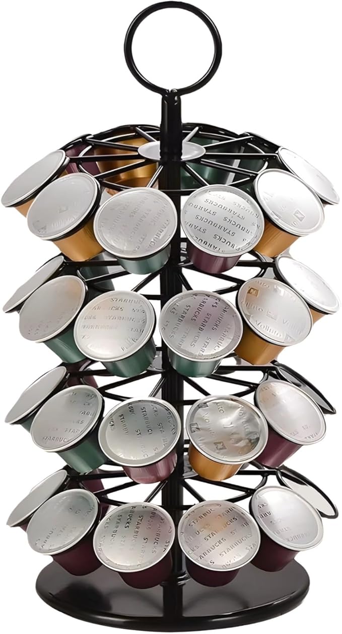 Coffee Pod Holder for, 360° Rotating Coffee Pod Carousel, Organizer Rack for 40 Coffee Capsules
