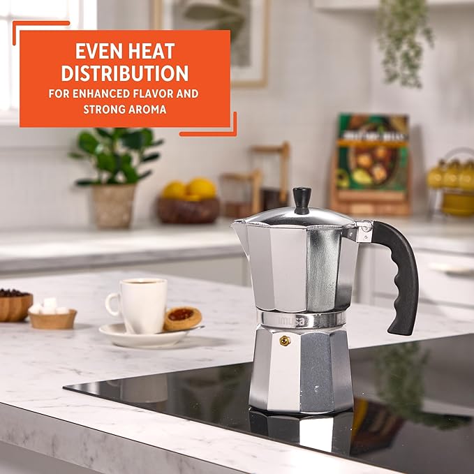 IMUSA 9 Cup Cast Aluminum Stovetop Coffeemaker, Moka Pot for Classic Cuban, Italian, and Espresso Style Coffee