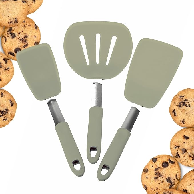 Starpack 'Flex & Flip' Flexible Silicone Turner Spatula Set (3 Pcs) - High Heat Resistant Spatulas for Cooking Egg 600°F - Silicone Pancake Turner Spatula, LFGB Grade Non Stick Rubber Kitchen Utensils