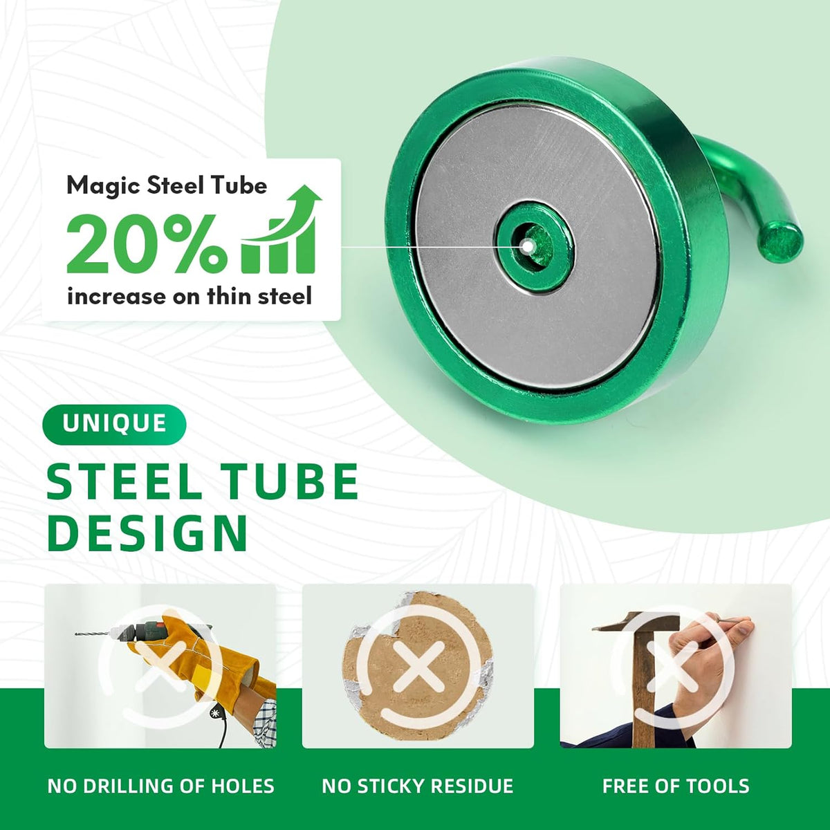 Neosmuk Magnetic Hooks, Cruise Ship Essentials, 120lb+ Heavy Duty Magnetic Hooks for Cruise Cabins, Refrigerator, Grill, Hanging, and Travel | Extra Strong Must-Haves Magnet Hook,Green, Pack of 10