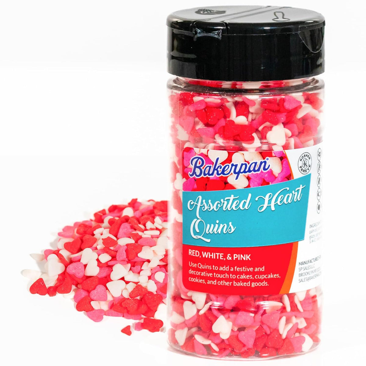 Bakerpan Heart Sprinkles for Baking - Assorted Colors Sprinkles for Cookies - 4 Ounces Heart Shaped Sprinkles Edible Made in USA