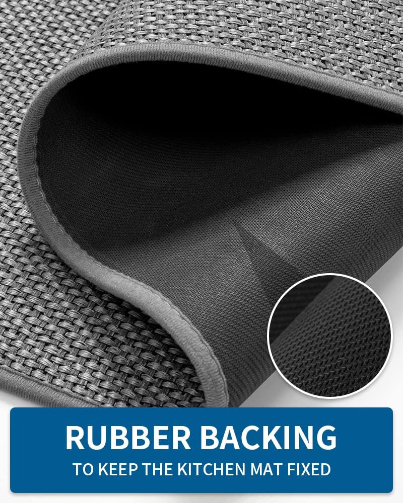 Kitchen Rugs and Mats Non Skid Washable, Absorbent Runner Rugs for Kitchen, Front of Sink, Kitchen Mats for Floor(Dark Grey, 20"x47")