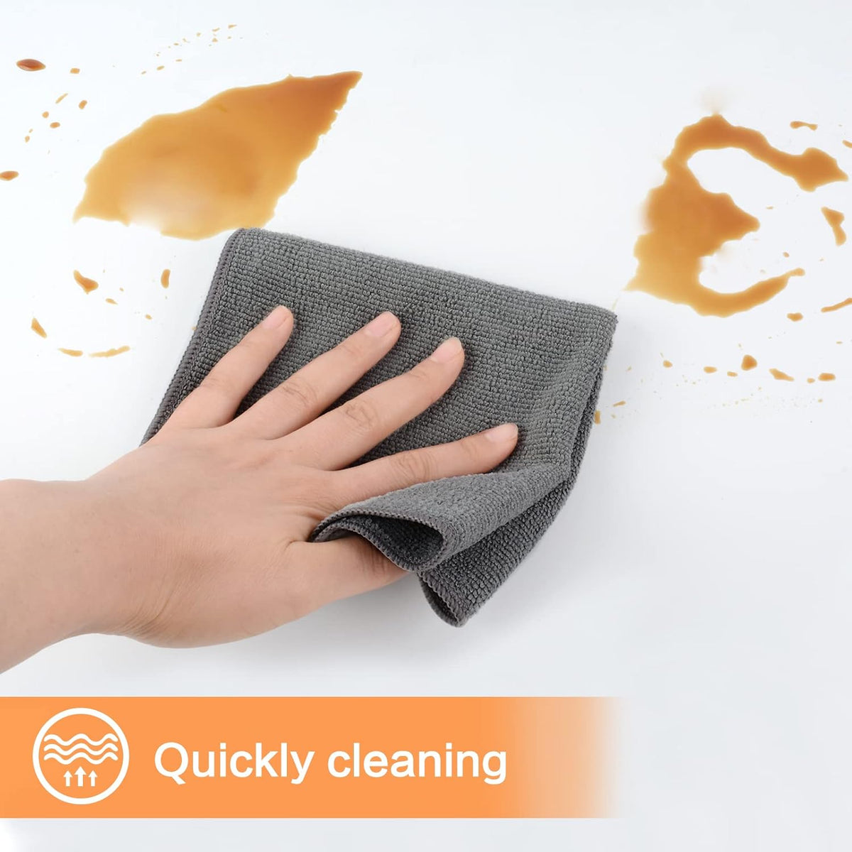 KinHwa Kitchen Washcloths for Dishes Absorbent Microfiber Dish Cloths Quick Dry Dish Rags with Poly Scour Scrub Side Ideal for Kitchen Cleaning (Gray, 12inchx12inch 10 Pack)