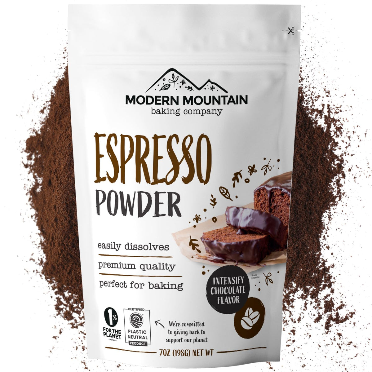 Espresso Powder for Baking - Achieve Rich Chocolate Flavor - Great for Baking - All-Natural - Fine Powder - Easily Dissolves - Gluten Free - Non-GMO - Convenient Resealable Pouch (7oz)