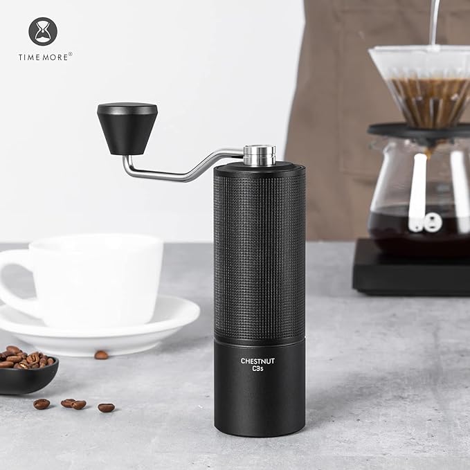TIMEMORE Chestnut C3S Manual Coffee Grinder, Adjustable Conical Burr Grinder with Stainless Steel S2C Burr - Compatible with Espresso, Pour Over & French Press, Black