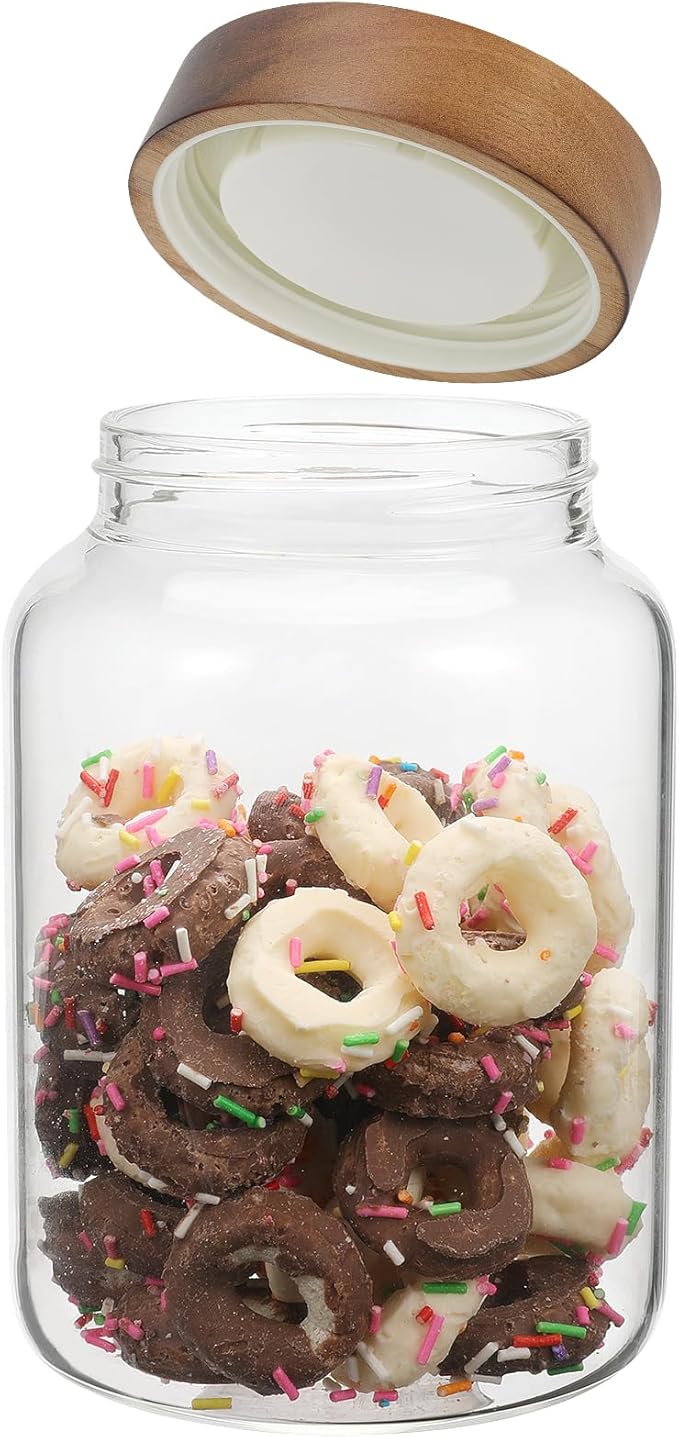 Glass Jar with Lids 40 oz,Candy Jar Glass Cookie jar with Airtight Screw Lid Borosilicate Glass Food Storage Canister Containers for Spice Ground Nut Pasta Sugar Tea